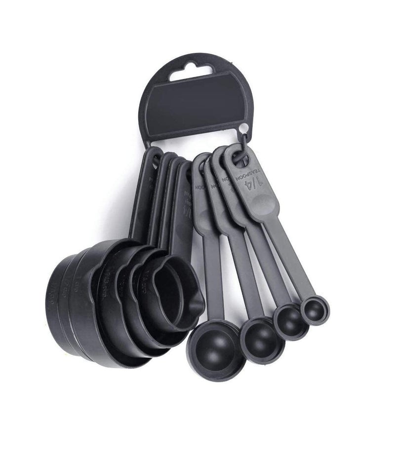 BAKER'S STUDIO BAKERS STUDIO Measuring Cups and Spoons Set Plastic Black 4 Cups and 4 Spoons Graduated Sizes Dishwasher Safe - Image 1