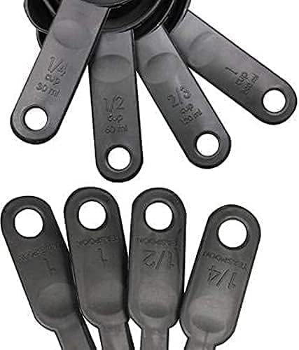 BAKER'S STUDIO BAKERS STUDIO Measuring Cups and Spoons Set Plastic Black 4 Cups and 4 Spoons Graduated Sizes Dishwasher Safe - Image 3