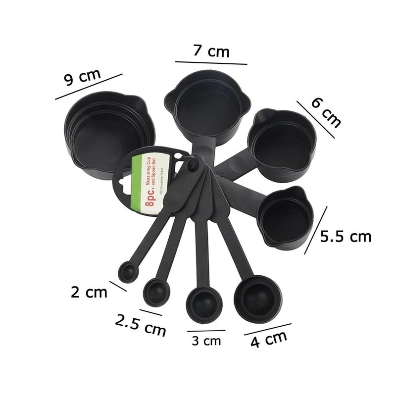 BAKER'S STUDIO BAKERS STUDIO Measuring Cups and Spoons Set Plastic Black 4 Cups and 4 Spoons Graduated Sizes Dishwasher Safe - Image 2