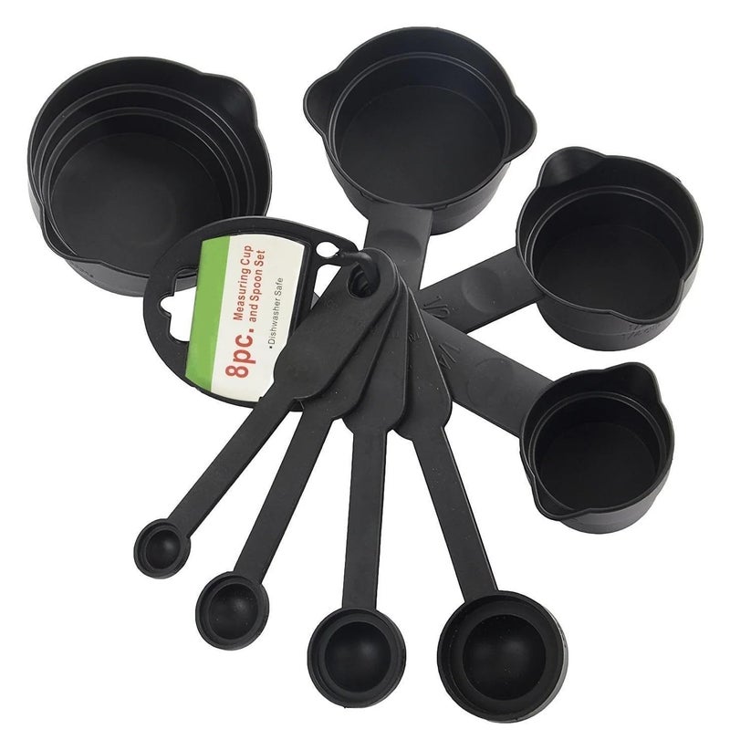 BAKER'S STUDIO BAKERS STUDIO Measuring Cups and Spoons Set Plastic Black 4 Cups and 4 Spoons Graduated Sizes Dishwasher Safe - Image 5
