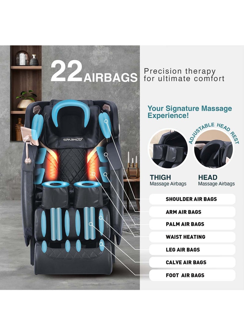 Sparnod Fitness Sparnod Fitness New Deluxe Plus Massage Chair Recliner: Featuring 22 Fixed Massage Balls, 22 Airbags, Back Heat Therapy, Zero Gravity, Foot Massage, LCD Display, Bluetooth  - Image 4