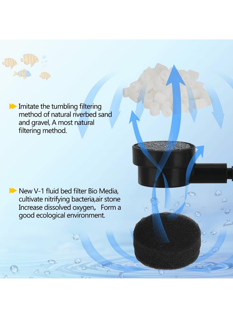 Aquarium Fluidized Moving Bed Filter Media Submersible Sponge Filter with Air Stone Ultra-Silence Dissolved Oxygen for Fresh Water and Salt-Water (L) - Image 3