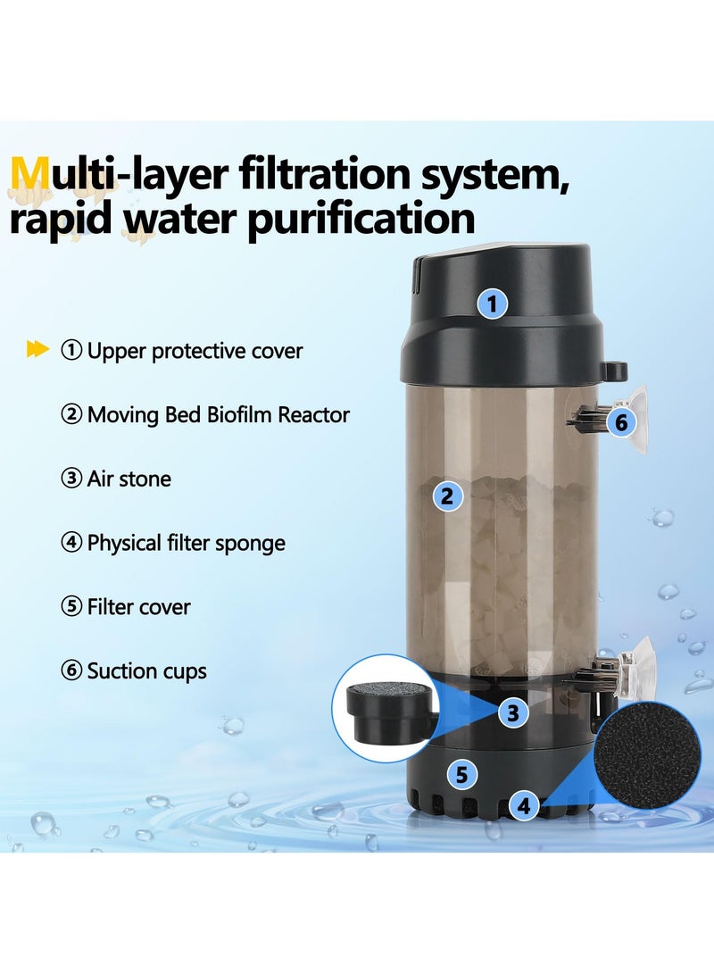 Aquarium Fluidized Moving Bed Filter Media Submersible Sponge Filter with Air Stone Ultra-Silence Dissolved Oxygen for Fresh Water and Salt-Water (L) - Image 5