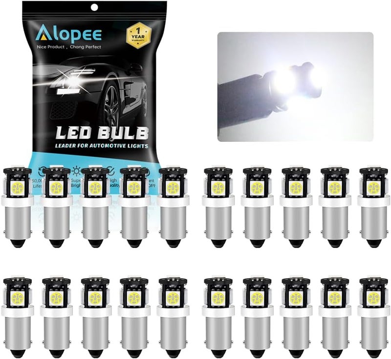 Alopee 20-Pack BA9S White LED Light Bulbs - Image 1