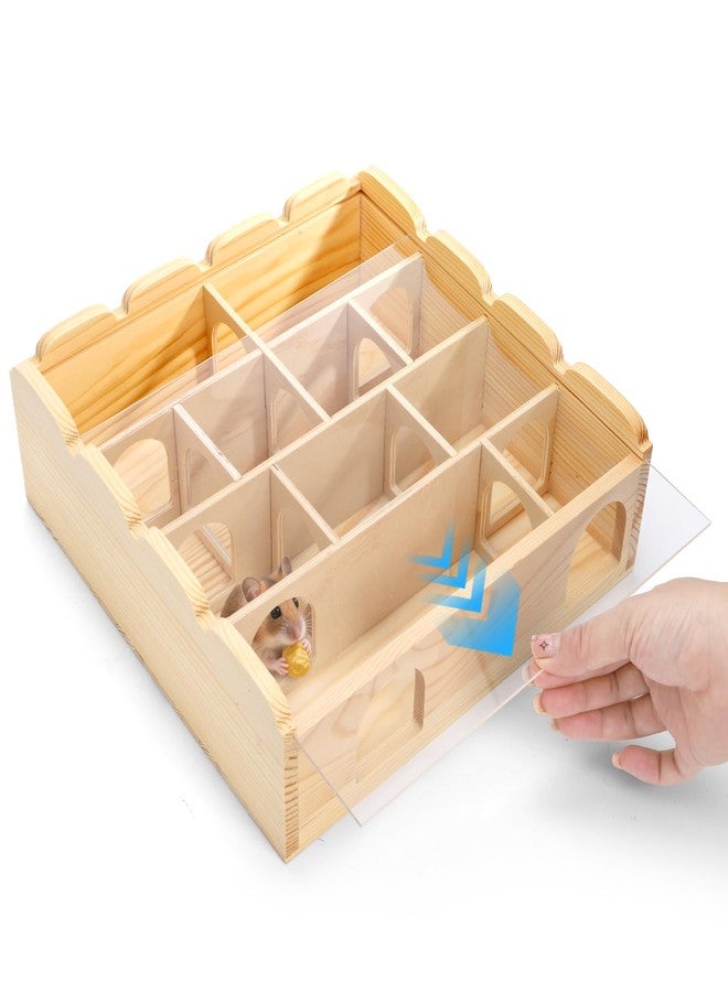 ZENFUN Wooden Hamster Maze with Clear Acrylic Cover, Multi-Chamber Hamsters Hide Tunnel Cage, Hideout Tunnel Toy Shed and Explore Toy for Dwarf Hamsters Mice Small Gerbil（Free-Installation） - Image 5
