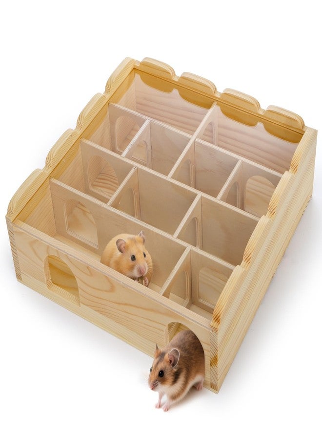ZENFUN Wooden Hamster Maze with Clear Acrylic Cover, Multi-Chamber Hamsters Hide Tunnel Cage, Hideout Tunnel Toy Shed and Explore Toy for Dwarf Hamsters Mice Small Gerbil（Free-Installation） - Image 1