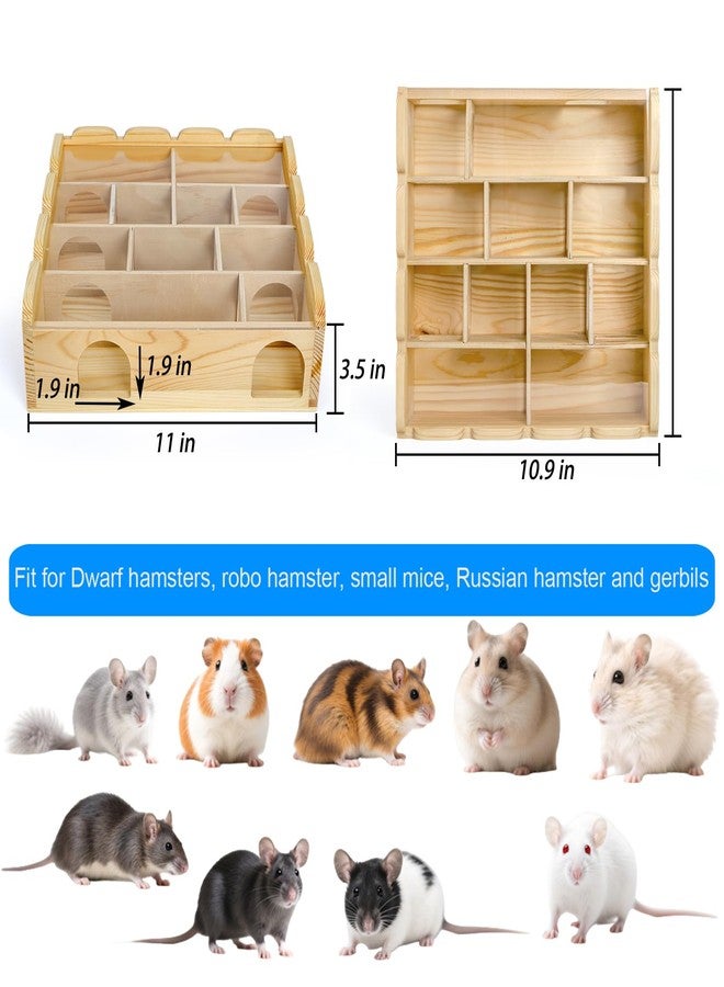 ZENFUN Wooden Hamster Maze with Clear Acrylic Cover, Multi-Chamber Hamsters Hide Tunnel Cage, Hideout Tunnel Toy Shed and Explore Toy for Dwarf Hamsters Mice Small Gerbil（Free-Installation） - Image 2