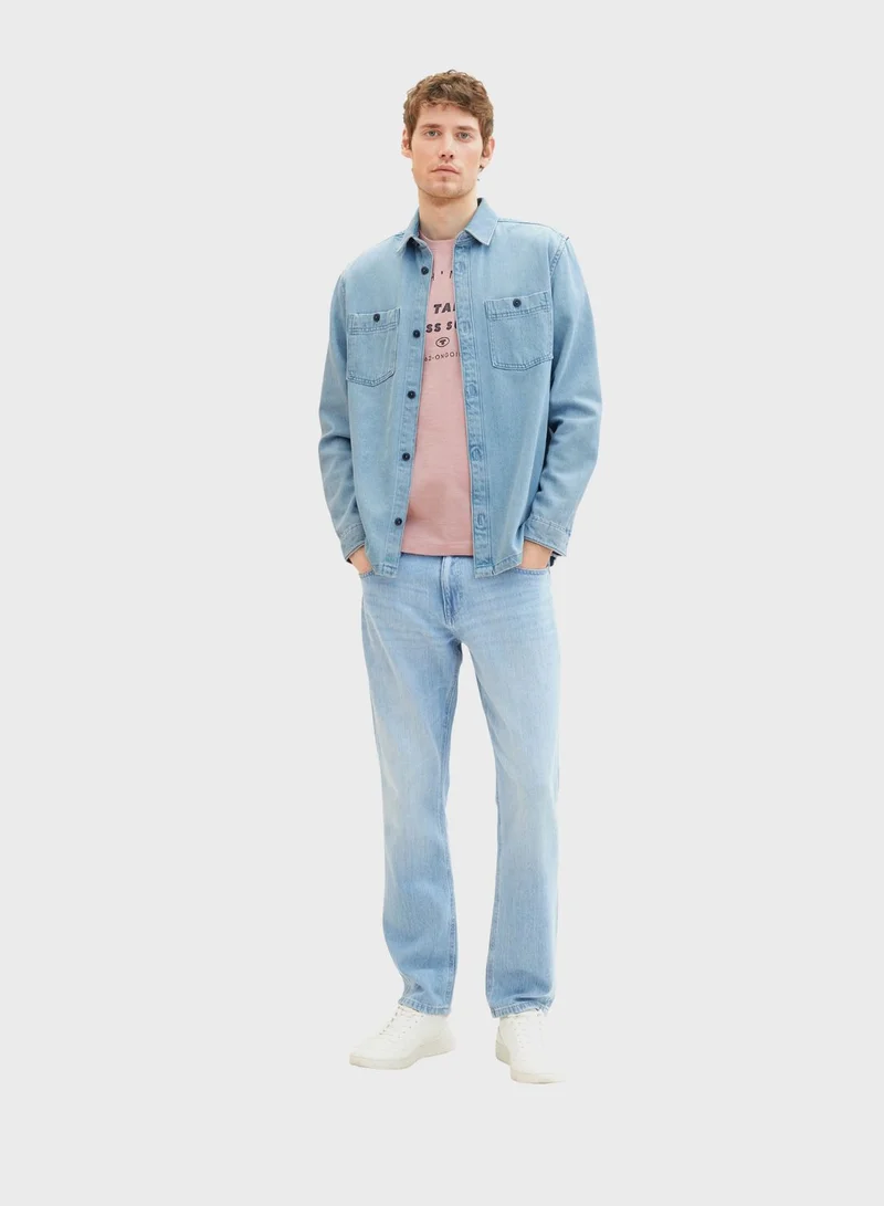 TOM TAILOR Text Print Crew Neck T-Shirt