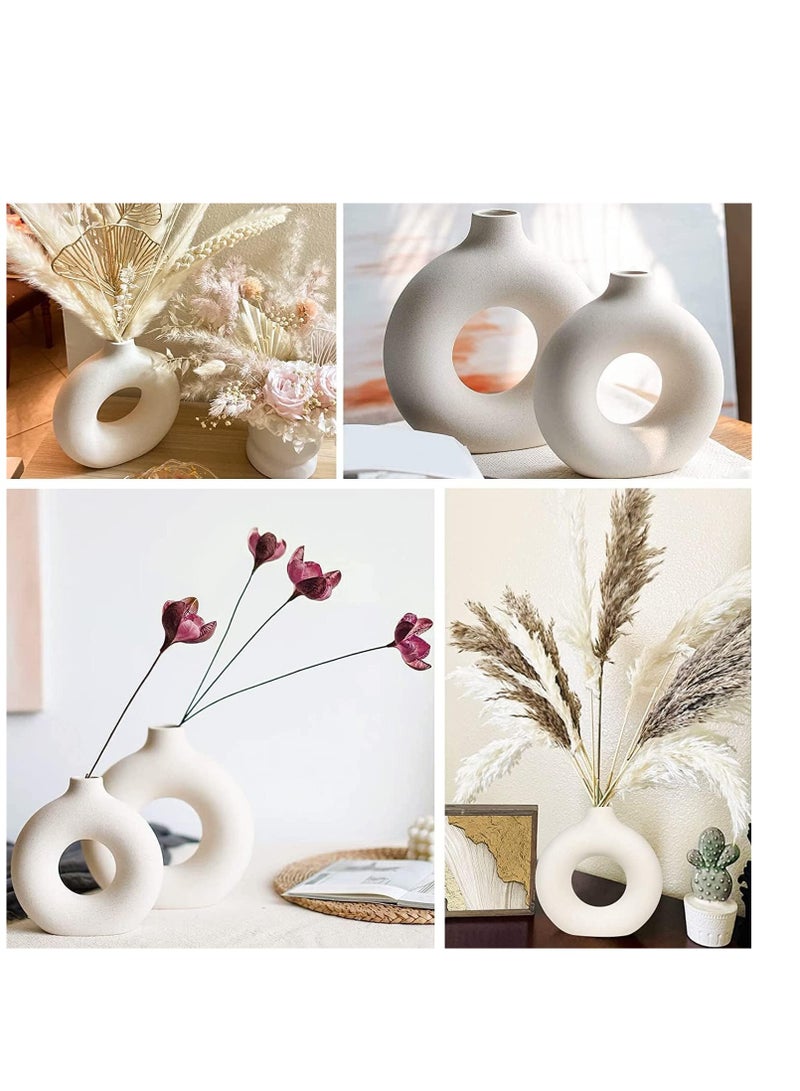 RATSAW 2 Modern Circle Ceramic Vases Off White for Nordic Minimalism Style Decor Wedding Dinner Table Party Living Room Office Bedroom  - Image 4
