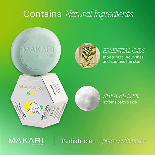 Makari Baby Soap (5.4oz) | Moisturizing Daily Bar Soap for Delicate Skin | Mild Cleansing Children’s Bath Bar With Shea Butter and Non-Irritating Botanical Ingredients | Nourishing and Soothing Soap - Image 4