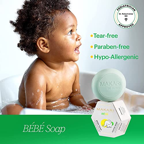 Makari Baby Soap (5.4oz) | Moisturizing Daily Bar Soap for Delicate Skin | Mild Cleansing Children’s Bath Bar With Shea Butter and Non-Irritating Botanical Ingredients | Nourishing and Soothing Soap - Image 2