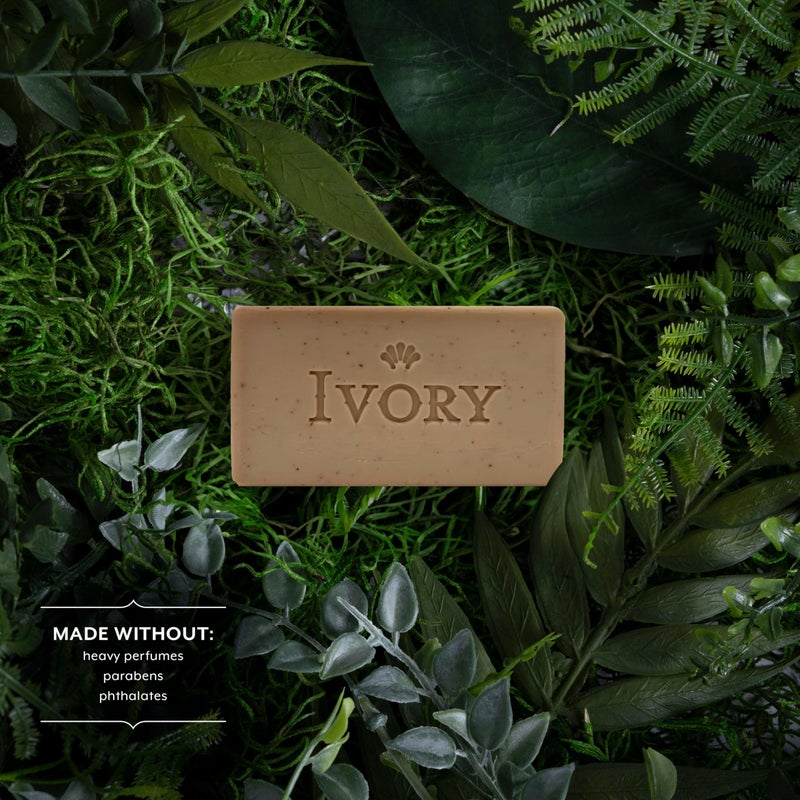 Ivory Exfoliating Bath Bar Soap, Designed for Whole Family with Plant-Based Cleansers, Made Without Heavy Perfumes, Parabens or Phthalates, Warm Vanilla + Oat Milk Scent, 3.17 oz (8 Count) - Image 2