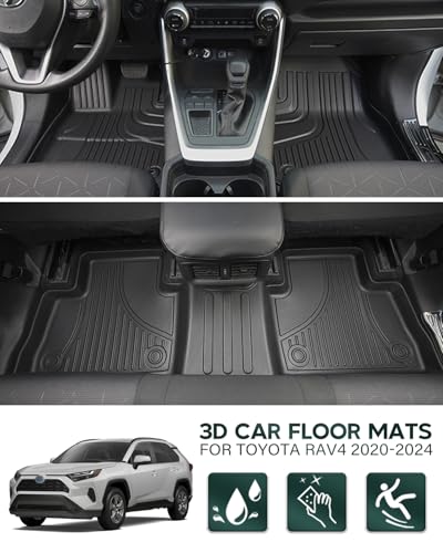 TTX LIGHTING Floor Mats and Cargo Liner for 2019-2024 2025 Toyota RAV4: All Weather Protected TPE Floor Mats Includes 1st 2nd and Cargo Mat (Include Hybrid) - Image 3