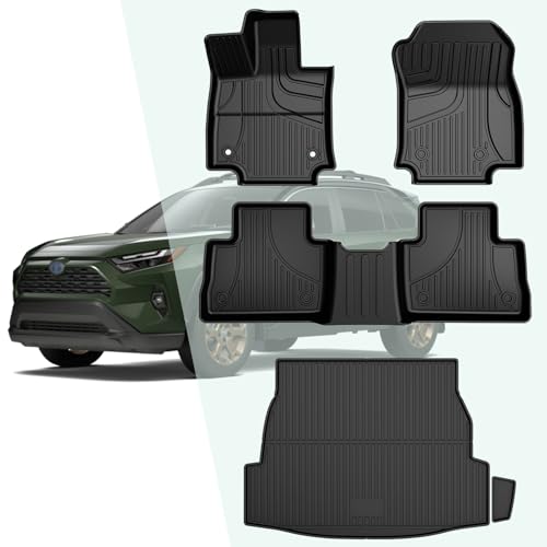 TTX LIGHTING Floor Mats and Cargo Liner for 2019-2024 2025 Toyota RAV4: All Weather Protected TPE Floor Mats Includes 1st 2nd and Cargo Mat (Include Hybrid) - Image 1