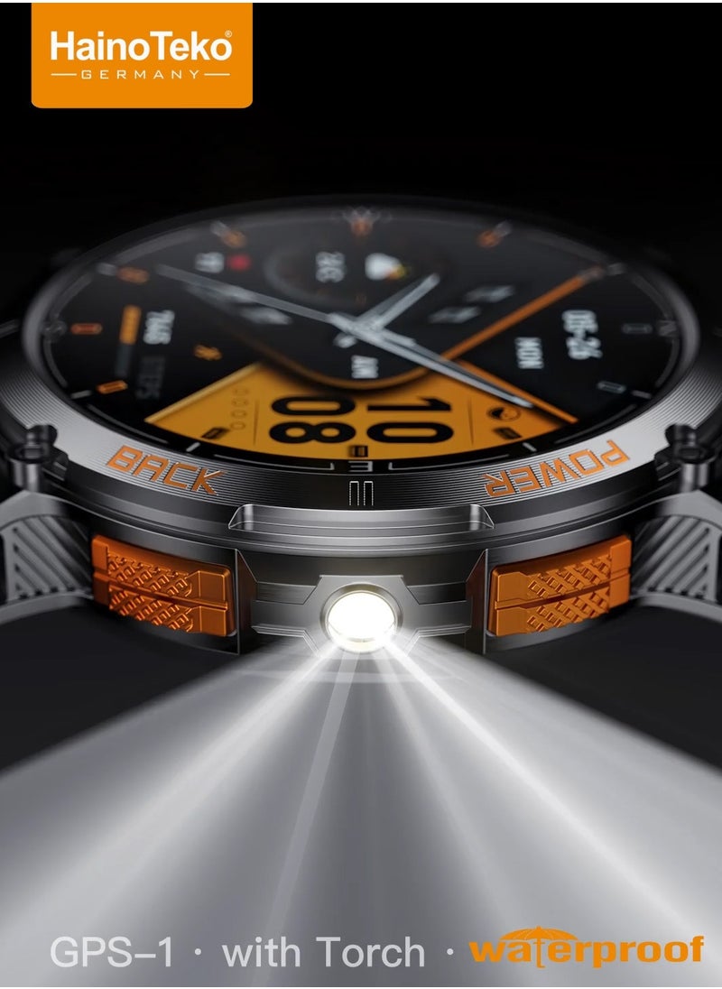 Haino Teko - HainoTeko GPS-1 Waterproof Smartwatch with AMOLED Display Built-in GPS 3 Pair Straps and Charging Cable Designed For Men - Image 1