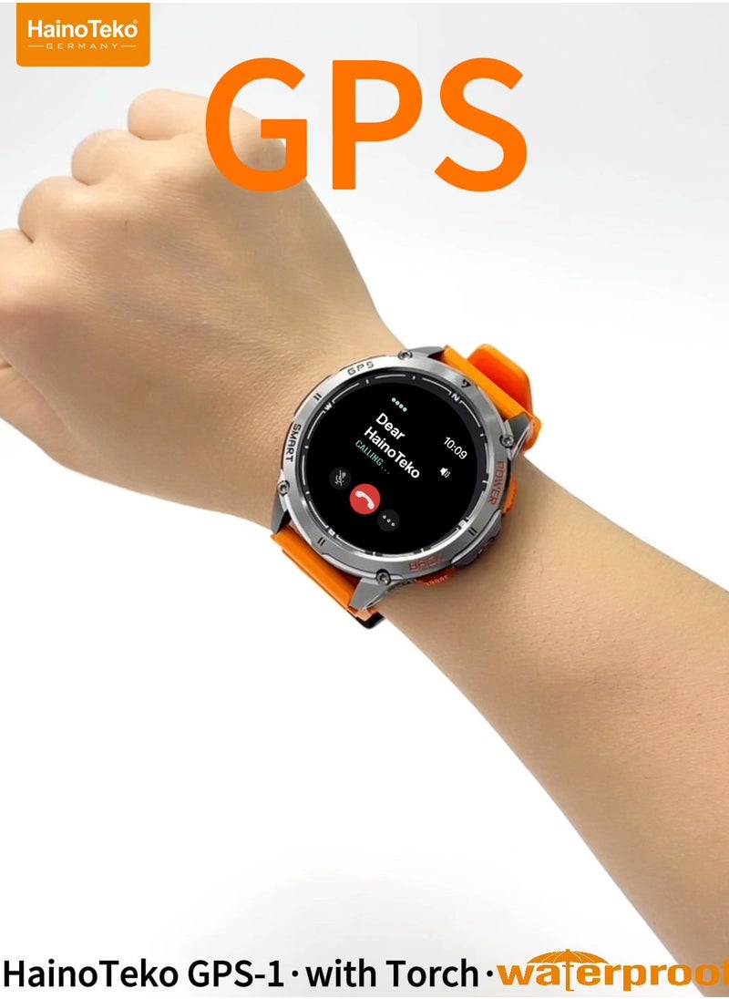 Haino Teko - HainoTeko GPS-1 Waterproof Smartwatch with AMOLED Display Built-in GPS 3 Pair Straps and Charging Cable Designed For Men - Image 1