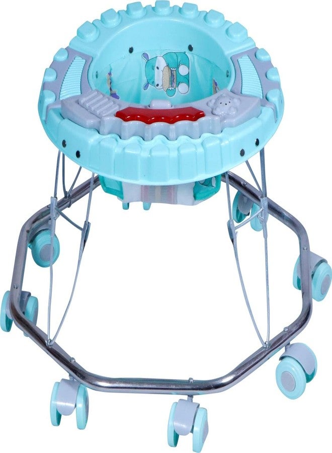 Maanit Musical Baby Walker for 6-24 Months – 8-Wheel Adjustable Foldable Infant Walker with Cushioned Seat, 360° Rotating Wheels, Toys & Music, Lightweight (Sea Green) - Image 2