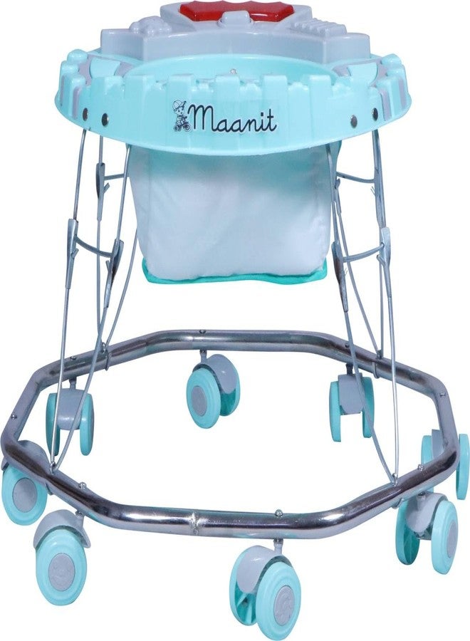 Maanit Musical Baby Walker for 6-24 Months – 8-Wheel Adjustable Foldable Infant Walker with Cushioned Seat, 360° Rotating Wheels, Toys & Music, Lightweight (Sea Green) - Image 1