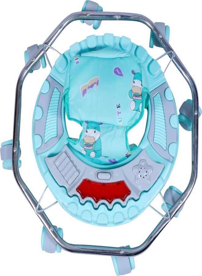 Maanit Musical Baby Walker for 6-24 Months – 8-Wheel Adjustable Foldable Infant Walker with Cushioned Seat, 360° Rotating Wheels, Toys & Music, Lightweight (Sea Green) - Image 5