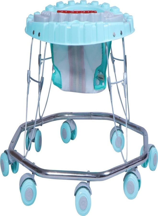 Maanit Musical Baby Walker for 6-24 Months – 8-Wheel Adjustable Foldable Infant Walker with Cushioned Seat, 360° Rotating Wheels, Toys & Music, Lightweight (Sea Green) - Image 3