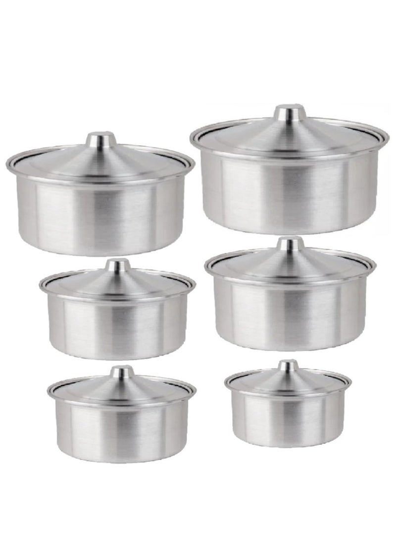 Elegant Home Set of 6 aluminum pots, Pakistani made, sizes 14/16/18/20/22/24 cm  - Image 4