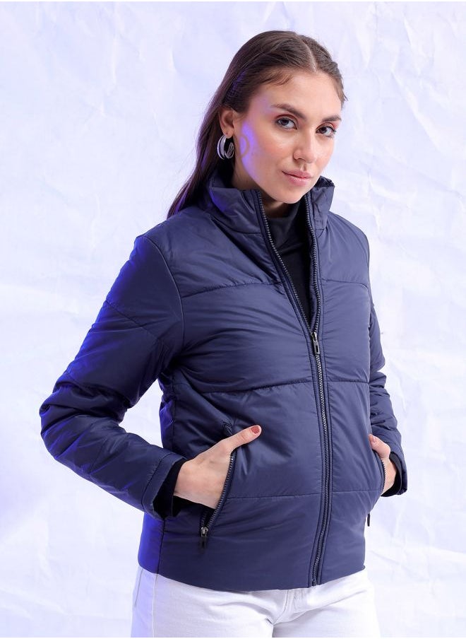 Freehand - Women Slim Fit Solid Puffer Jacket - Image 1