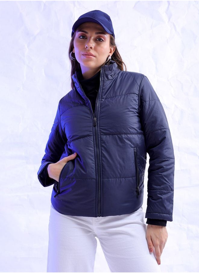 Freehand - Women Slim Fit Solid Puffer Jacket - Image 1