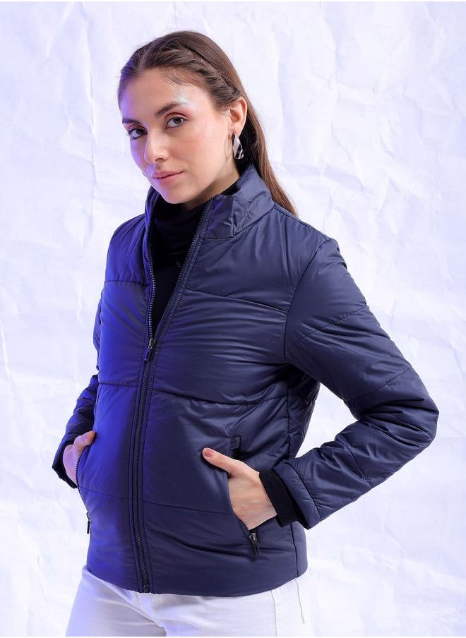 Freehand - Women Slim Fit Solid Puffer Jacket - Image 1