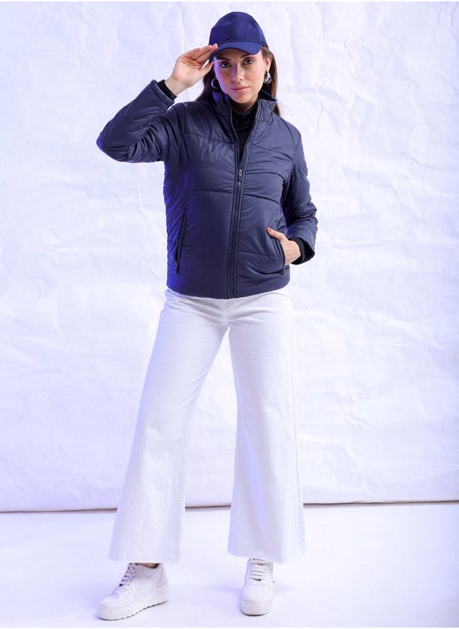 Freehand - Women Slim Fit Solid Puffer Jacket - Image 1