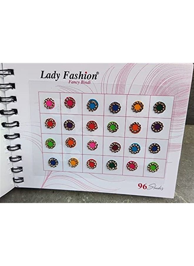 ATCUSA Lady Fashion Premium Spiral Book Round Multicolored Bindi with Crystals - Bridal Forehead Decor / Belly Decor / Stickers for crafts / Temporary Tattoo / Body Art / Jewel - Various Sizes (7mm - 96 Bind  - Image 1