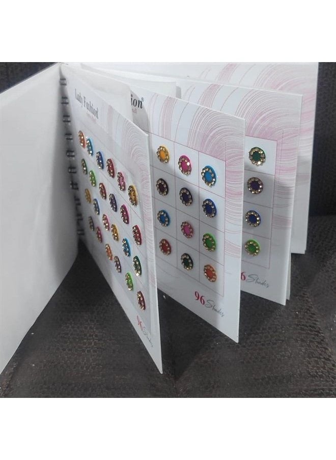 ATCUSA Lady Fashion Premium Spiral Book Round Multicolored Bindi with Crystals - Bridal Forehead Decor / Belly Decor / Stickers for crafts / Temporary Tattoo / Body Art / Jewel - Various Sizes (7mm - 96 Bind  - Image 2