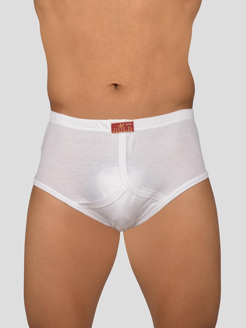 VIP Gold Men Solid White Pure Cotton Briefs (Pack of 4, 80 CM) - Image 2