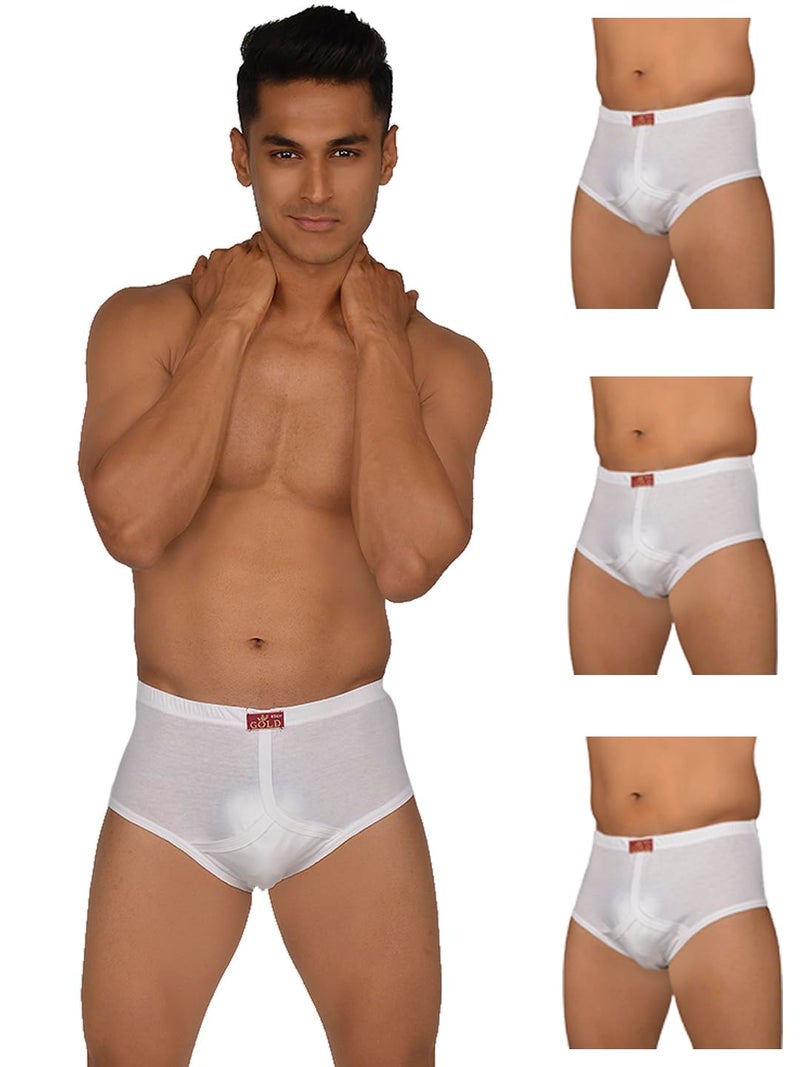 VIP Gold Men Solid White Pure Cotton Briefs (Pack of 4, 80 CM) - Image 1