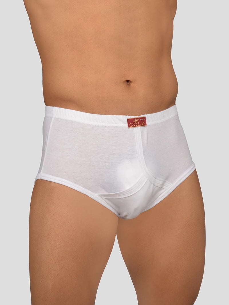 VIP Gold Men Solid White Pure Cotton Briefs (Pack of 4, 80 CM) - Image 3