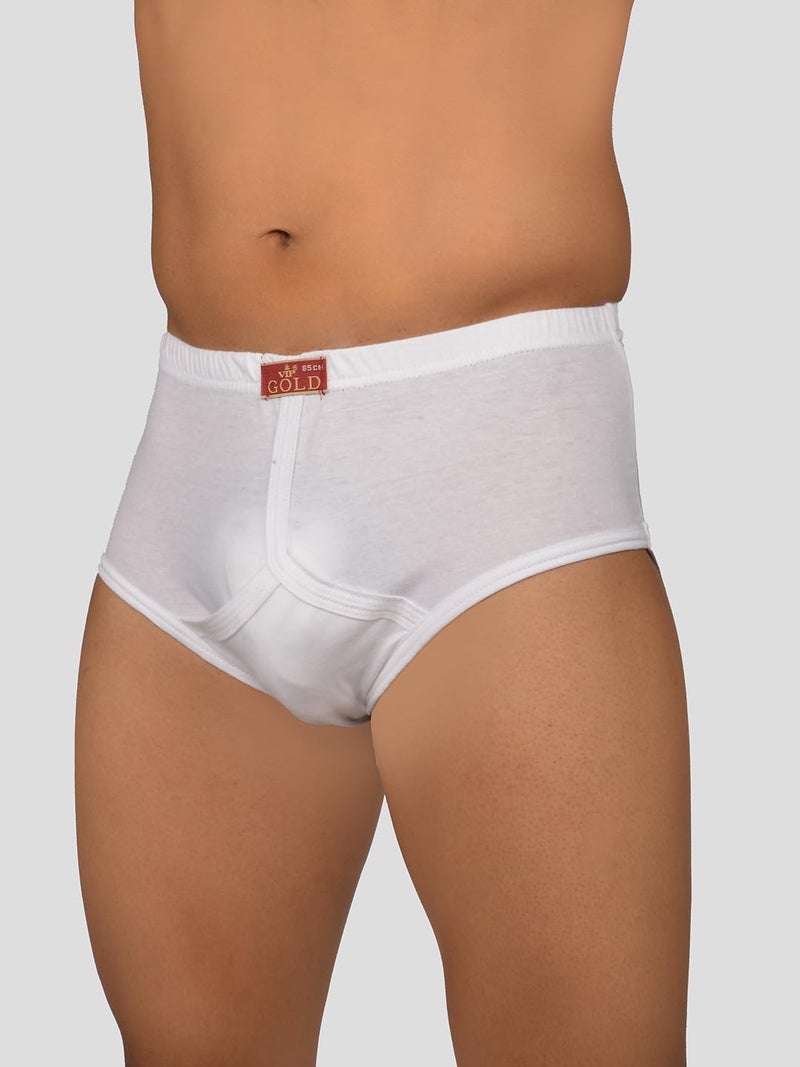 VIP Gold Men Solid White Pure Cotton Briefs (Pack of 4, 80 CM) - Image 4