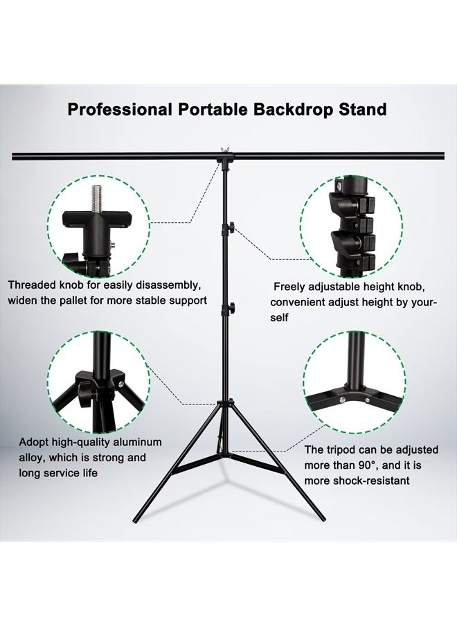 Aimosen - Green Screen Backdrop with Stand Kit, 5.2 X 6.5 FT Chromakey GreenScreen Photography Background with Adjustable T-Shaped Stand & 4 Clamps for Photoshoot Video Streaming Gaming Zoom Online Meeting - Image 1