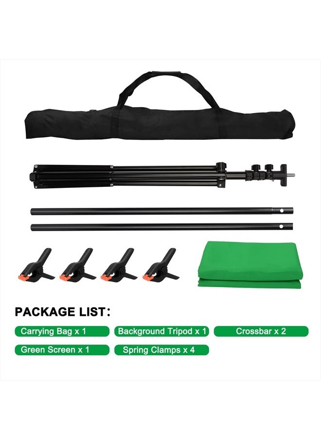 Aimosen - Green Screen Backdrop with Stand Kit, 5.2 X 6.5 FT Chromakey GreenScreen Photography Background with Adjustable T-Shaped Stand & 4 Clamps for Photoshoot Video Streaming Gaming Zoom Online Meeting - Image 1