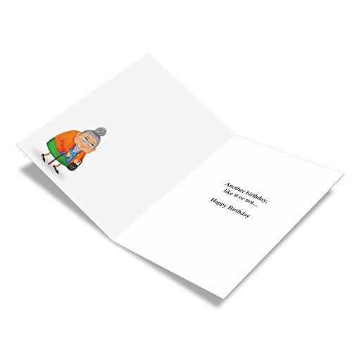 NobleWorks - Funny Happy Birthday Note Card with Envelope (4.63 x 6.75 Inch) - Bday Greeting Card for Women, Her, Sister Bday Celebration Notecard - Senility Prayer 9046 - Image 2