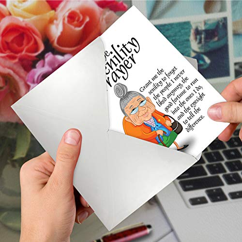 NobleWorks - Funny Happy Birthday Note Card with Envelope (4.63 x 6.75 Inch) - Bday Greeting Card for Women, Her, Sister Bday Celebration Notecard - Senility Prayer 9046 - Image 5
