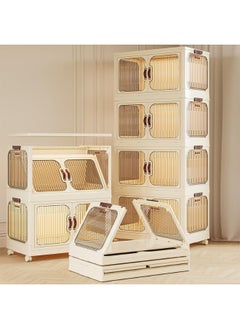 MOMENT 4 Layer Storage Cabinet With Doors, Stackable Plastic Storage Bins With Lid And Wheels, Durable And Spacious Multi-Purpose Cabinet For Home, Office, Or Kitchen  - Image 2