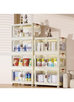 MOMENT 4 Layer Storage Cabinet With Doors, Stackable Plastic Storage Bins With Lid And Wheels, Durable And Spacious Multi-Purpose Cabinet For Home, Office, Or Kitchen  - Image 5