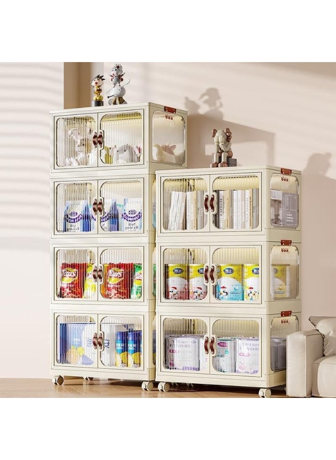 MOMENT - 4 Layer Storage Cabinet With Doors, Stackable Plastic Storage Bins With Lid And Wheels, Durable And Spacious Multi-Purpose Cabinet For Home, Office, Or Kitchen - Image 1