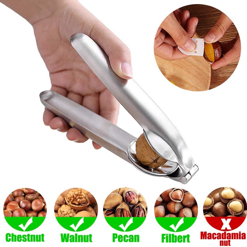 Artcome Nut Cracker Chestnut Clip Walnut Almonds Hazelnuts Pliers Metal Nut Opener Plier Multifunctional Chestnut Opener with 2 Picks - Image 3
