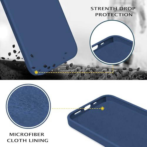 Elzzi® Compatible with iPhone 13 Case, Liquid Silicone Case, Full Body Protective Cover, Shockproof, Slim Phone Case, Anti-Scratch Soft Microfiber Lining, (6.1 inch Blue) - Image 4