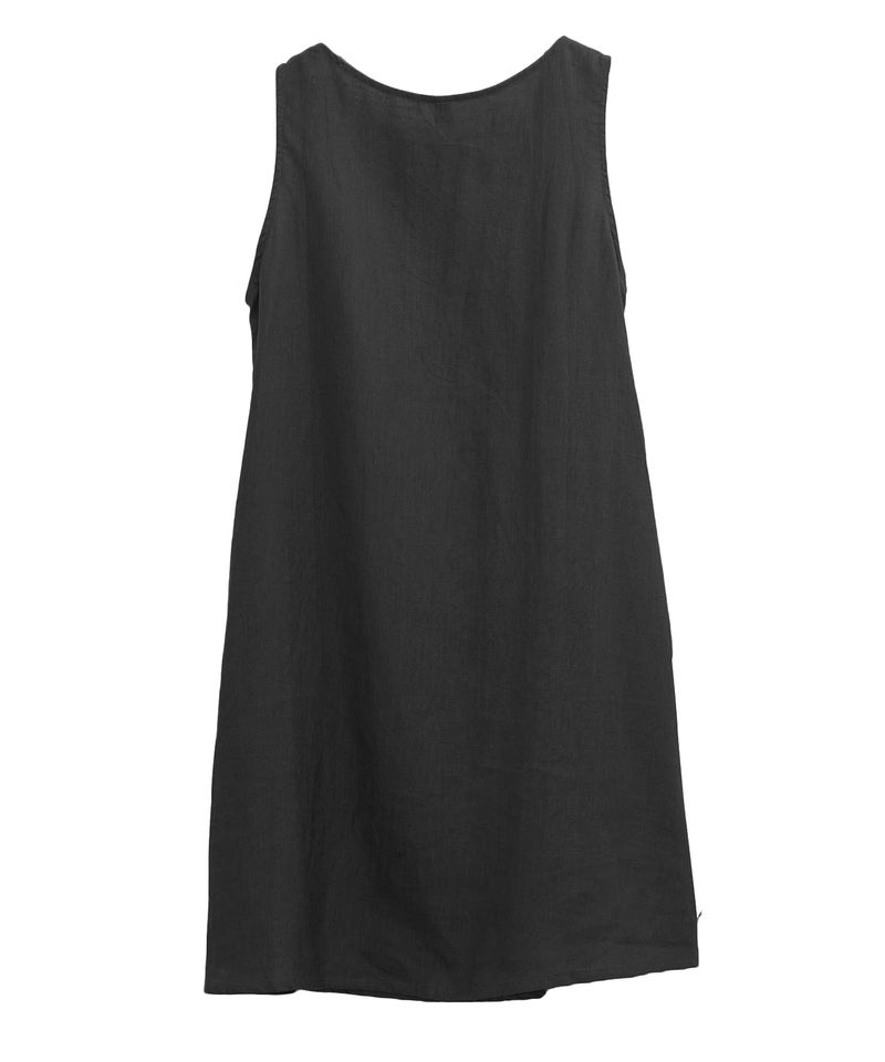 Amazhiyu Women's Linen Sleeveless Shift Dress with Pockets Crew Neck Casual Tank Dress Black - Image 3