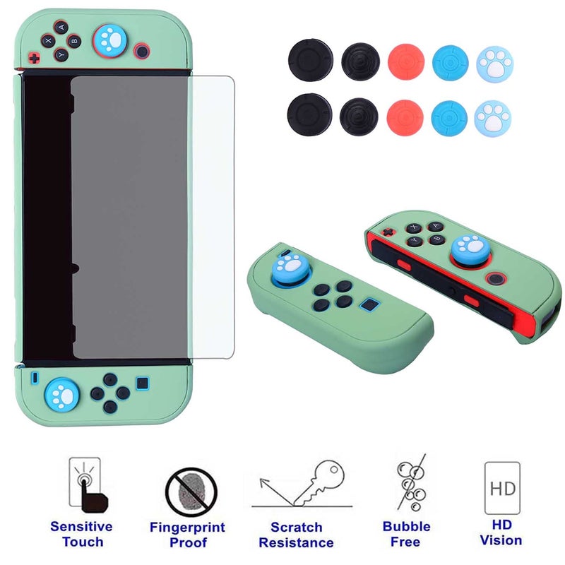 COMCOOL Dockable Case for Nintendo Switch 3 in 1 Protective Cover Case for Nintendo Switch and Joy-Con Controller with Screen Protector and Thumb grips - Tea Green - Image 5
