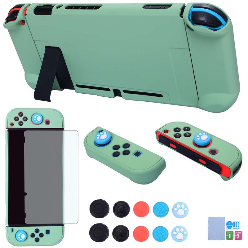 COMCOOL Dockable Case for Nintendo Switch 3 in 1 Protective Cover Case for Nintendo Switch and Joy-Con Controller with Screen Protector and Thumb grips - Tea Green - Image 1