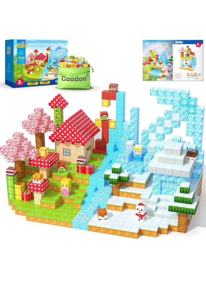 Coodoo 110PCS Magnetic Blocks - Build Mine Magnet World Games & Frozen Toys Set, Magnetic Tiles Building Outdoor Toys for Boys Girls 3+, Classroom Must Haves Toddler Sensory Toys for Kids 3 5 7, Kids Gifts  - Image 1