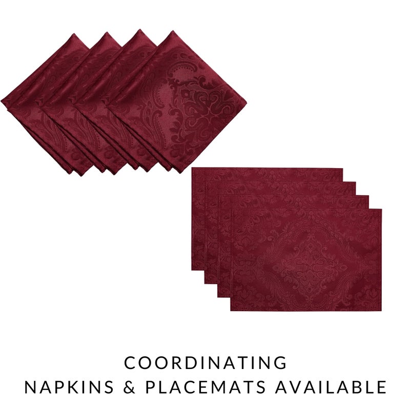 Elrene Home Fashions Caiden Elegance Damask Waterproof, Stain & Wrinkle Resistant Fabric Tablecloth, 52" x 70" Oblong/Rectangle, Cranberry - Image 4