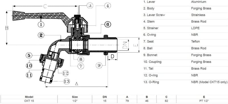 AQ AQSON AQSON Brass Colour Ball Tap - Durable Outdoor Garden Tap 1/2 Inch - Image 2